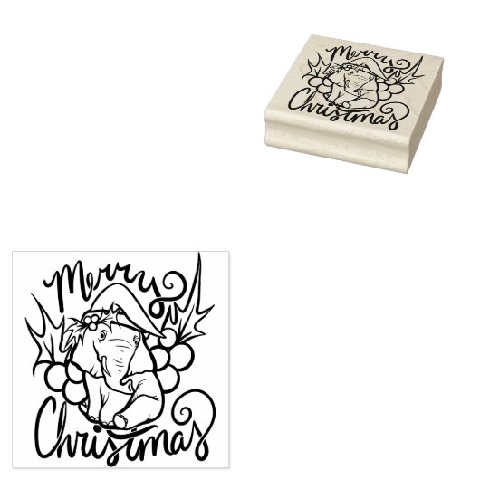 Tampons Encreurs Joyeux Noël Elephant mignon Santa Hat (Tamponné)