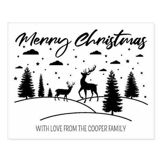 Tampons Encreurs Joyeux Noël Forêt de cerfs et d'arbres (Impression)
