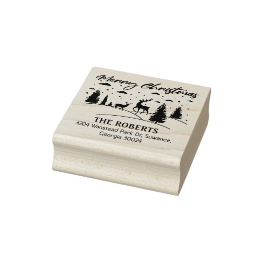 Tampons Encreurs Joyeux Noël Forêt de cerfs et d'arbres (Tampon)