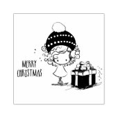 Tampons Encreurs Joyeux Noël jolie fille avec cadeau  (Impression)
