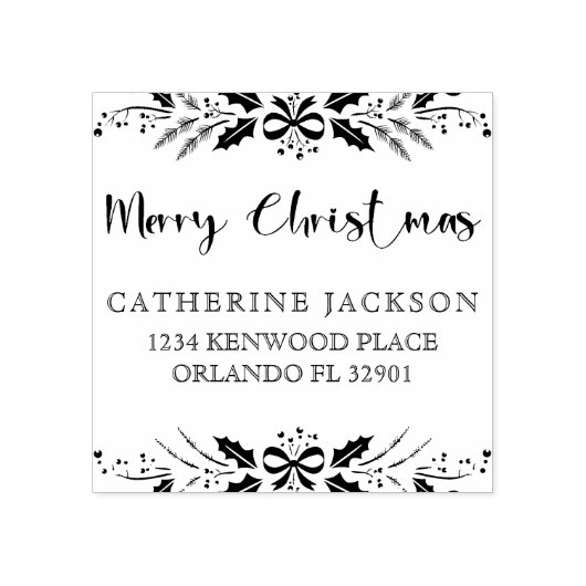 Tampons Encreurs Joyeux Noël moderne Script retour Adresse (Impression)