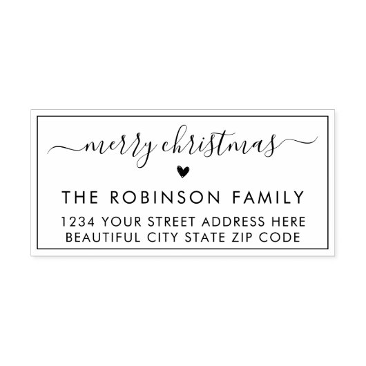 Tampons Encreurs Joyeux Noël moderne Script Retourner Adresse Coeur (Impression)