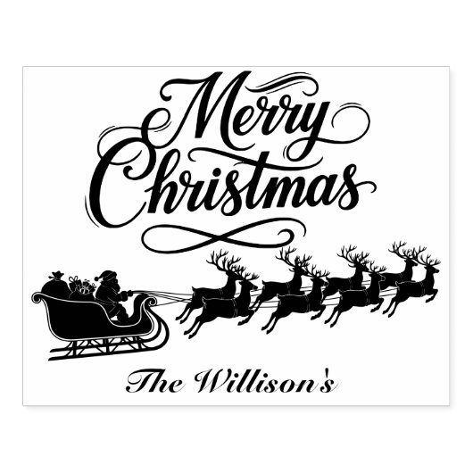 Tampons Encreurs Joyeux Noël Père Noël Reindee avec nom (Impression)