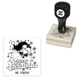 Tampons Encreurs Joyeux Noël Retro Typographie Père Noël Pink Casqu