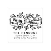 Tampons Encreurs Joyeux Noël Rustique Ruban Adresse de famille (Impression)