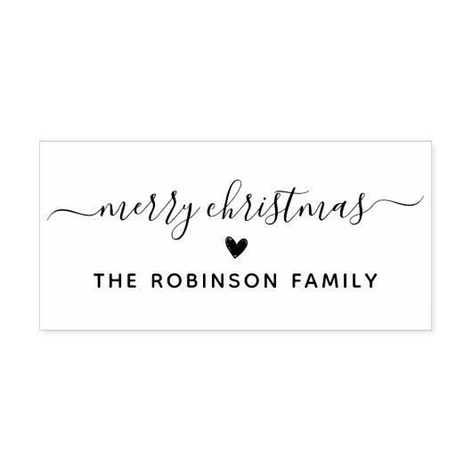 Tampons Encreurs Joyeux Noël Script Coeur Nom de famille (Impression)