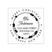 Tampons Encreurs Joyeux Noël Script personnalisé Adresse Wreath (Impression)