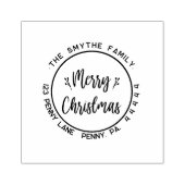 Tampons Encreurs Joyeux Noël Simple rond Nom de famille (Impression)