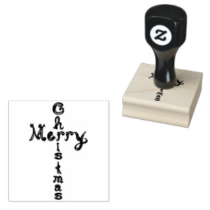 Tampons Encreurs Joyeux Noël Tissu Police Croix Bois Art Timbre