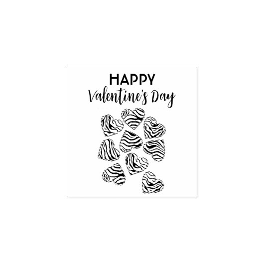Tampons Encreurs Joyeux Valentines Day Cute Chic Zebra Coeur rayé (Impression)