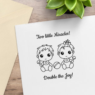 Tampons Encreurs Jumeaux Garçon Fille Baby Shower 2
