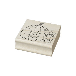 Tampons Encreurs Kitten avec Citrouille souriant Halloween Timbre e