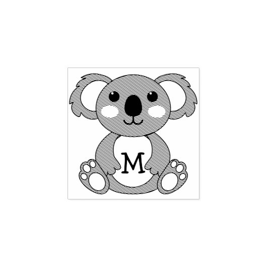 Tampons Encreurs Koala Bear Cute Kid's Monogram Initial (Impression)