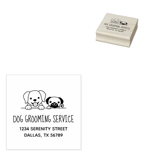 Tampons Encreurs Labrador and Pug Dog Grooming Service Address (Tamponné)