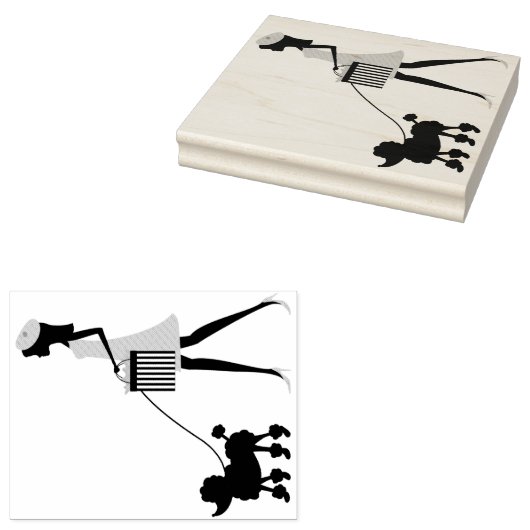 Tampons Encreurs Lady Walking Toy Poodle Timbre en caoutchouc (Tamponné)