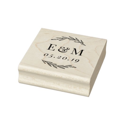 Tampons Encreurs Laurel Branch Monogramme Mariage Enregistrer la da (Tampon)