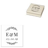 Tampons Encreurs Laurel Branch Monogramme Mariage Enregistrer la da (Tamponné)