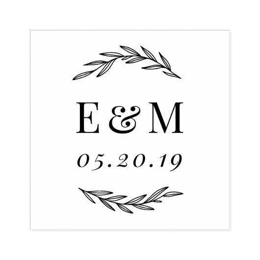 Tampons Encreurs Laurel Branch Monogramme Mariage Enregistrer la da (Impression)