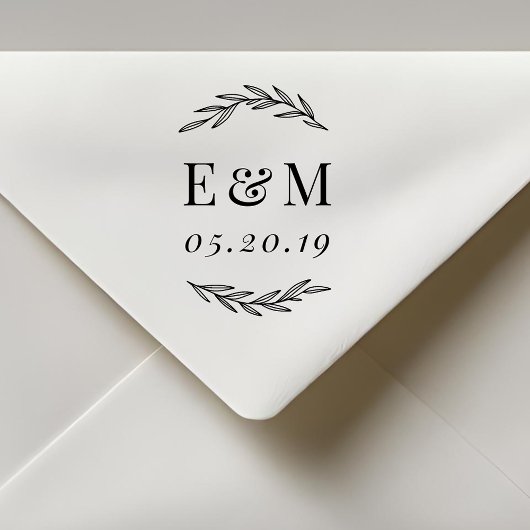 Tampons Encreurs Laurel Branch Monogramme Mariage Enregistrer la da