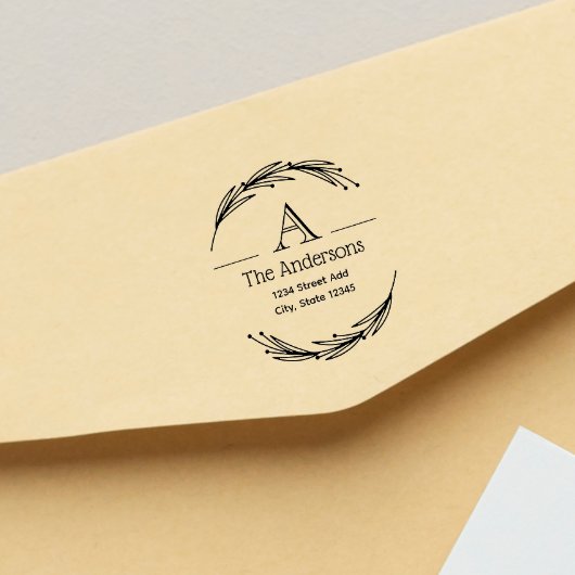Tampons Encreurs Laurel Monogram Nom de famille Adresse de retour