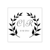 Tampons Encreurs Laurel Wreath avec Monogramme et Mariage Date (Impression)