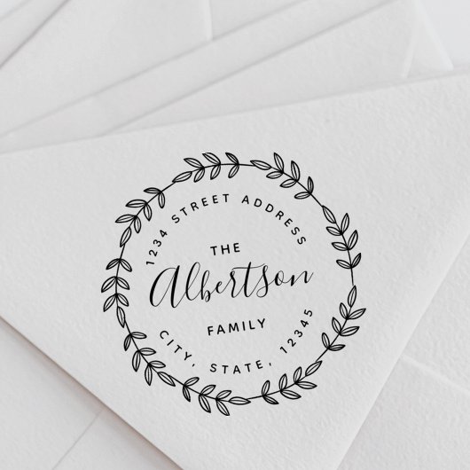 Tampons Encreurs Laurel Wreath Circulaire Nom de famille Adresse de