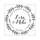 Tampons Encreurs Laurel Wreath Couple Names Mariage Adresse de reto (Impression)