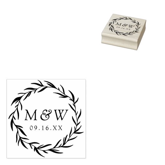 Tampons Encreurs Laurel Wreath Monogram Mariage (Tamponné)