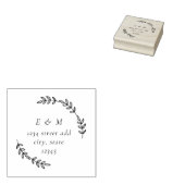 Tampons Encreurs Laurel Wreath Monogramme Mariage Adresse ronde (Tamponné)