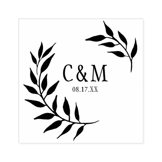 Tampons Encreurs Laurels Mariage Feuille Monogram (Impression)