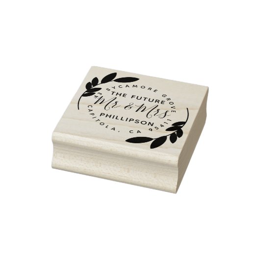 Tampons Encreurs L'avenir M. & Mme Modern Wreath & Rustic Script (Tampon)