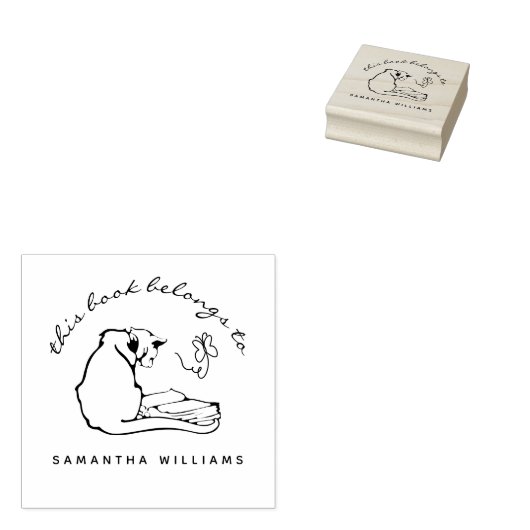 Tampons Encreurs Lecture Beurre de chat Moderne Bibliothèque person (Tamponné)