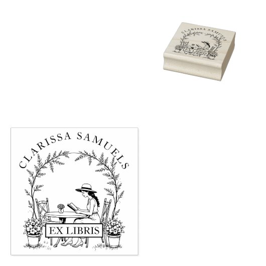Tampons Encreurs Lecture Femme Jardin Fleurs de table Casquette Ex  (Tamponné)