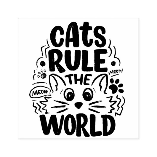 Tampons Encreurs Les chats gouvernent le monde en caoutchouc (Impression)