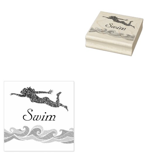 Tampons Encreurs Les filles nagent Bois Art Timbre (Tamponné)