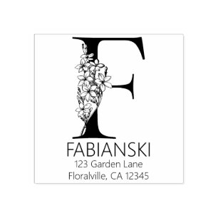 Tampons Encreurs Lettre à la tête florale - F - Monogramme d'adress
