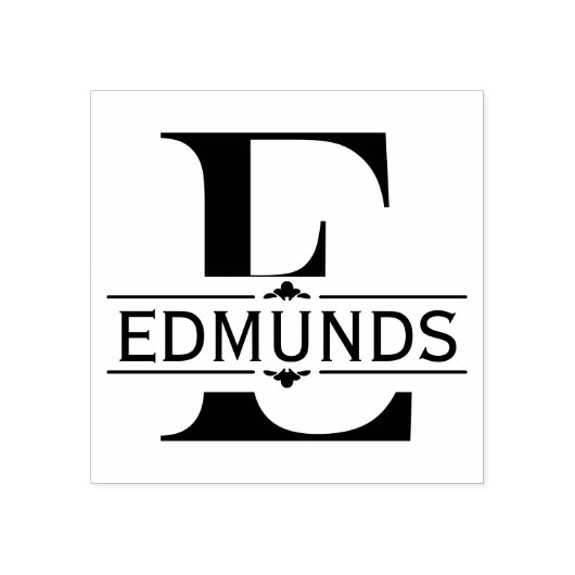 Tampons Encreurs Lettre E | Monogramme à fente ornementale noire (Impression)