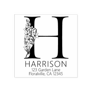 Tampons Encreurs Lettre principale florale - H - monogramme
