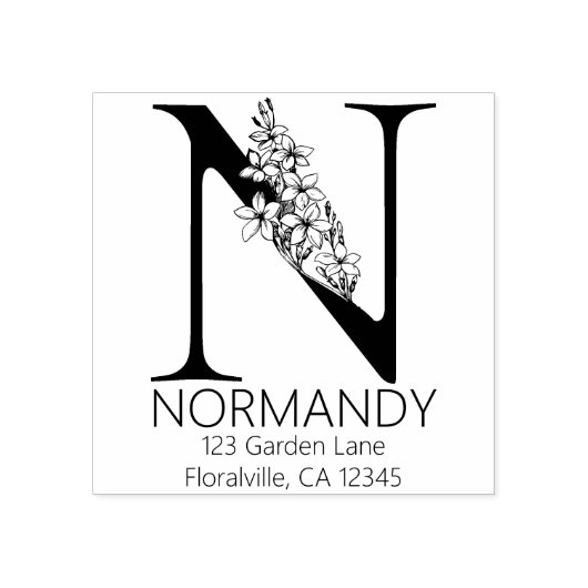 Tampons Encreurs Lettre principale florale - N - monogramme (Impression)