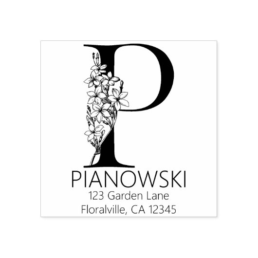 Tampons Encreurs Lettre principale florale - P - monogramme (Impression)