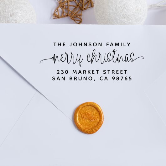 Tampons Encreurs Lettres de script Joyeux Noël & Nom de famille