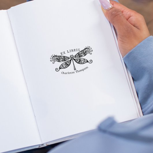 Tampons Encreurs Libellule Vintage, Ex Libris de bibliothèque