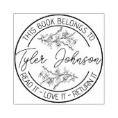 Tampons Encreurs Librairie plaque de livres Fils fleuris personnali (Impression)