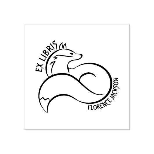 Tampons Encreurs Ligne moderne Art Fox Bibliothèque Ex Libris Livre (Impression)