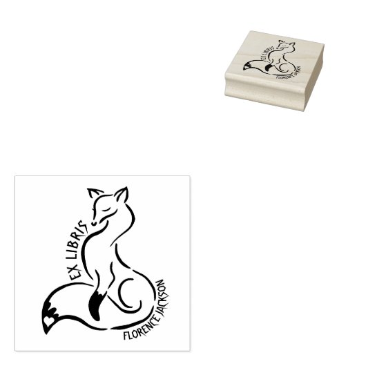 Tampons Encreurs Ligne moderne Art Fox Bibliothèque Ex Libris Livre (Tamponné)