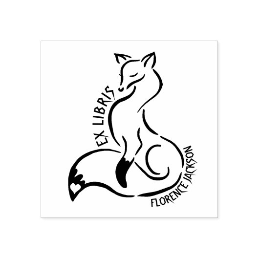 Tampons Encreurs Ligne moderne Art Fox Bibliothèque Ex Libris Livre (Impression)