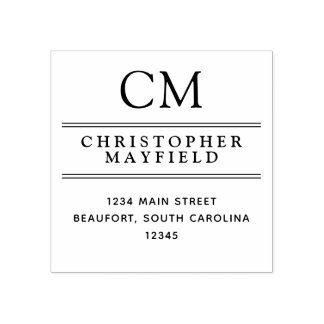 Tampons Encreurs Lignes propres Monogramme moderne Adresse de retou