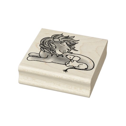Tampons Encreurs Lion mignon et agneau | Timbre d'art en bois (Tampon)