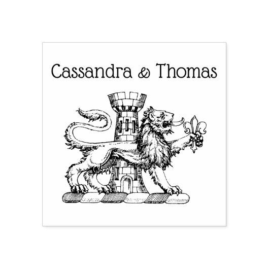Tampons Encreurs Lion Tower Fleur de Lis Crest C Couple Nom (Impression)
