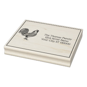 Tampons Encreurs Lithographie de dessin de coq #1 Nom Adresse de re